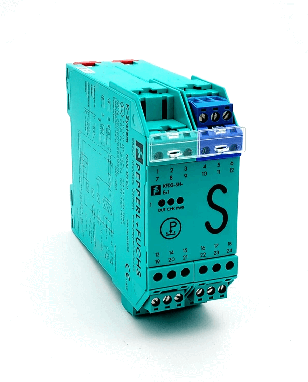 Pepperl+Fuchs KFD2-SH-EX1 Schaltverstärker 1-channel interface module, 24V DC, fault monitoring, suitable for SIL 3 applications.