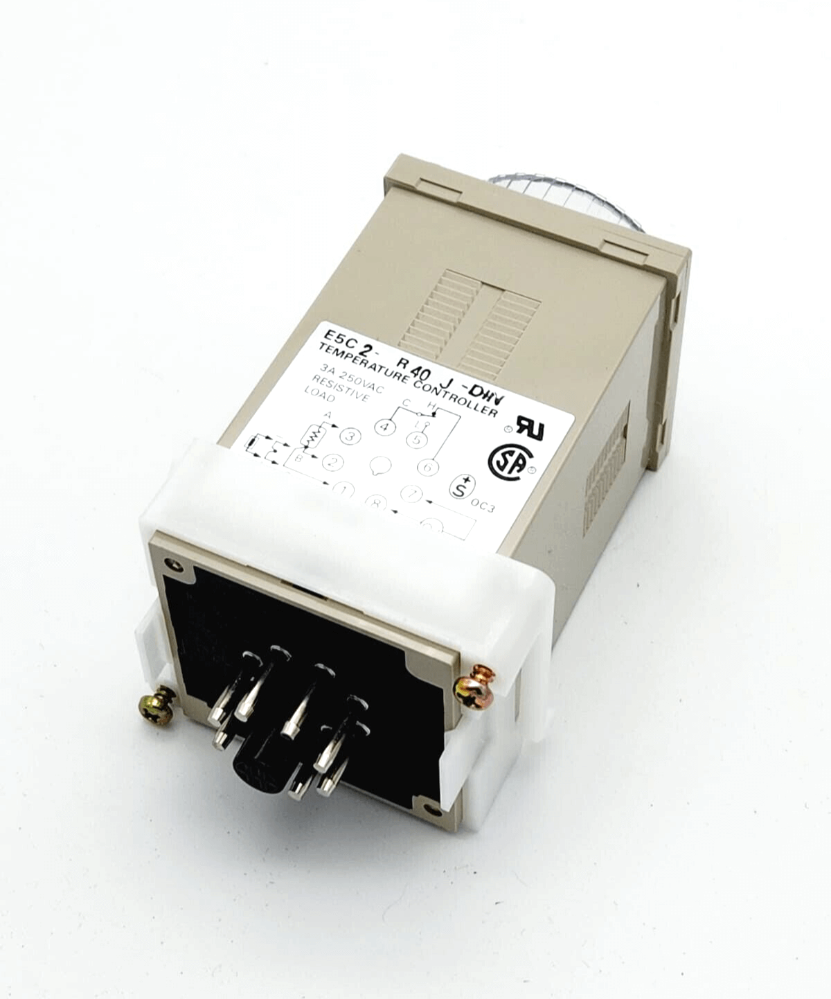 Omron 07980 E5C2-R40J-DIN Temperature Controller 0-300°C for AC 220/240 V on white background, ideal for precise thermal management.