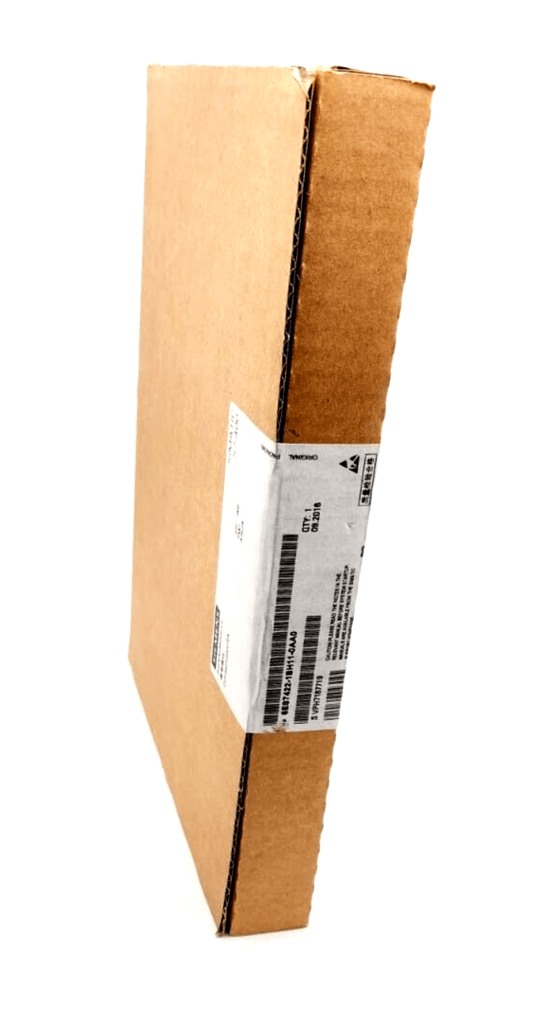 Siemens 6ES7422-1BH11-0AA0 SIMATIC S7-400 SM 422 in packaging, showing labeled cardboard box side view.