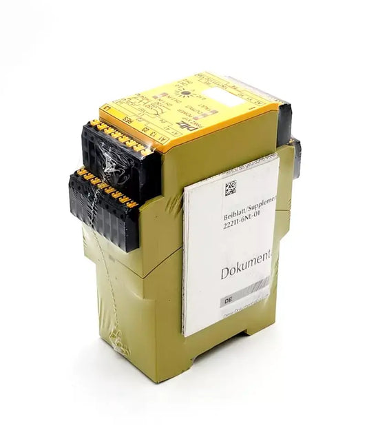 Pilz 787950 PSWZ X1P C safety relay device, standalone, 3V/24-240VACDC, with safety contacts and plug-in connections.
