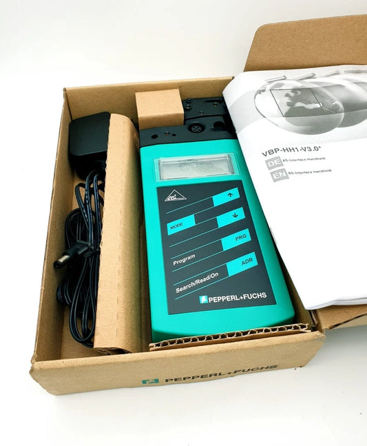 Pepperl+Fuchs 279451 AS-Interface Handheld VBP-HH1-V3.0 in packaging with manual and cables.