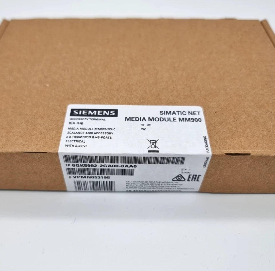 Siemens 6GK5992-2GA00-8AA0 Medienmodul MM992-2CUC | sealed packaging with product label and details visible.