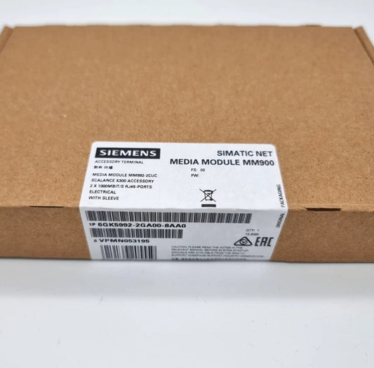 Siemens 6GK5992-2GA00-8AA0 Medienmodul MM992-2CUC | sealed packaging with product label and details visible.