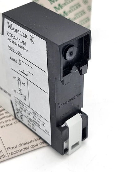 Moeller / Eaton ETR4-11-W Elektronisches Zeitrelais 400V AC, neu und originalverpackt, Seitenansicht