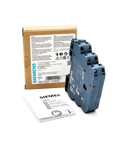 Siemens 3RS7005-1FW00 Trennwandler AC/DC 24-240V with box and manual, featuring 3-way separation and screw connection.