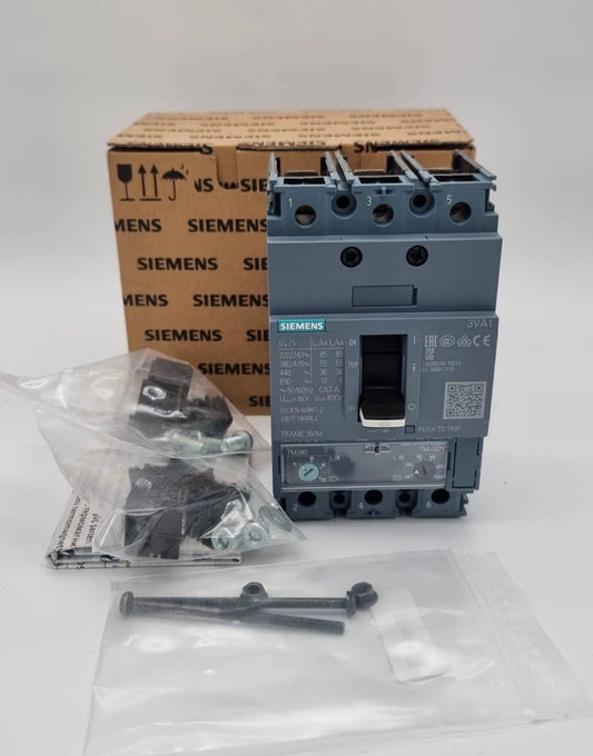 Siemens 3VA1110-5EF32-0AA0 Leistungsschalter 100A, 3-polig, originalverpackt vor Siemens Karton mit Zubehör