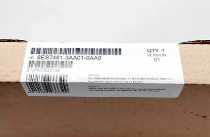 Siemens 6ES7461-3AA01-0AA0 SIMATIC S7-400 sealed packaging label showing product details and barcode.