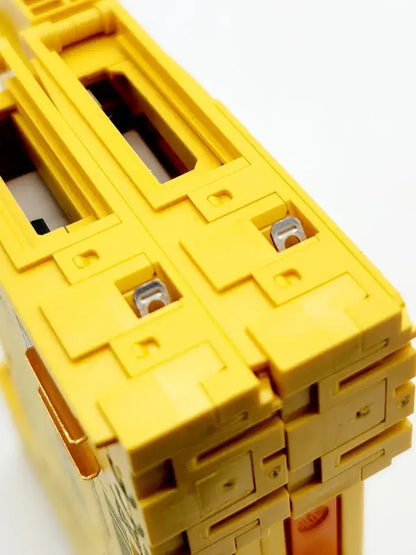 Close-up of yellow B&R X20SC2432 digital input module with secure digital and pulse outputs, showing detailed connectors.