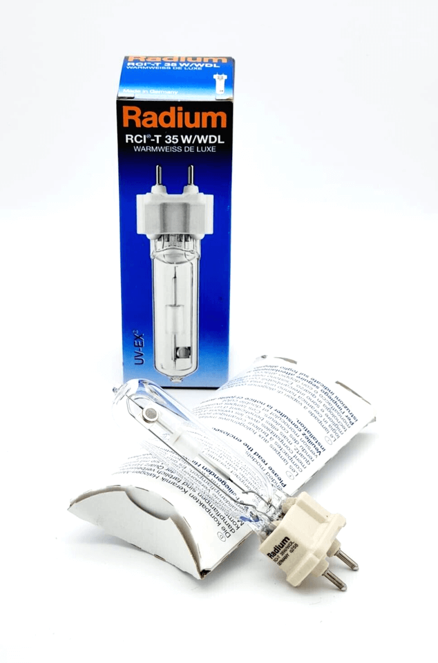Radium RCI-T 35W WDL Halogen-Metalldampflampe G12 with packaging; warm white, DE LUXE quality, 3000K.