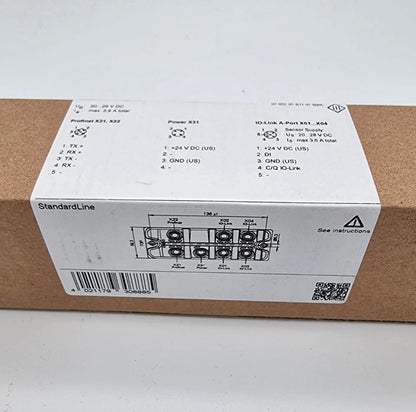 Packaging of ifm AL1101 IO-Link Master PROFINET-Schnittstelle SL PN 4P IP69K with technical specifications visible on the box.