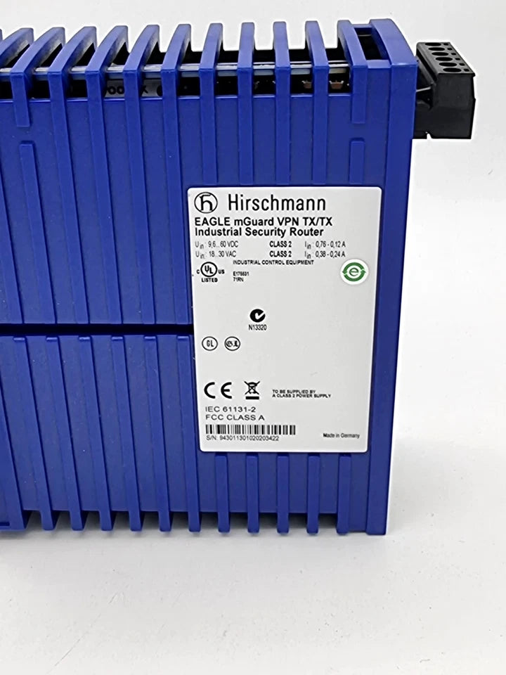 Hirschmann 943-011-301 EAGLE mGuard VPN TX/TX Industrial Security Router in original packaging, new condition.