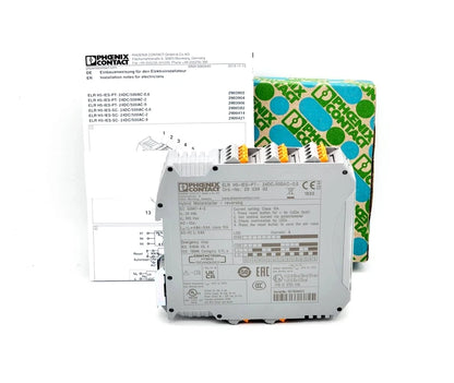 Phoenix Contact 2903904 Hybridmotorstarter ELR H5-IES-PT- 24DC/500AC-2 with packaging and specifications document.