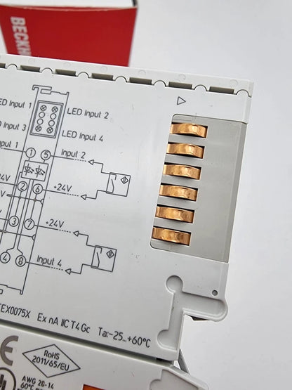 Beckhoff EL1014 EtherCAT-Klemme 4-Kanal-Digital-Eingang 24 V DC 10 µs detail view with circuits and connections