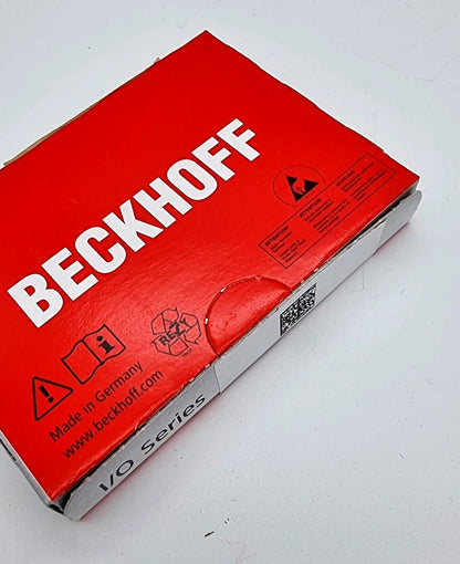 Box of Beckhoff EL3152 EtherCAT-Klemme 2-Kanal-Analog-Eingang 4…20 mA 16 Bit | sealed, showing red packaging and brand logo.