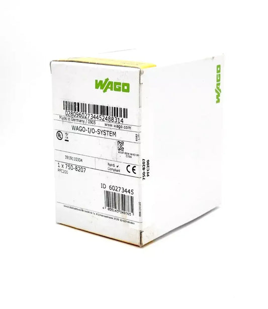 Sealed Wago 750-8207 Controller PFC200 box with product label and branding visible.