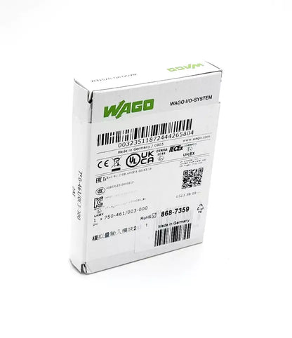 Wago 750-461/003-000 packaging, 2-channel analog input module for resistance sensors, Pt100/RTD, adjustable, box view.