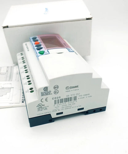 Crouzet 88970051 Millenium 3 Logikmodul CD20 24VDC in original packaging, designed for automation control with expandable display features.