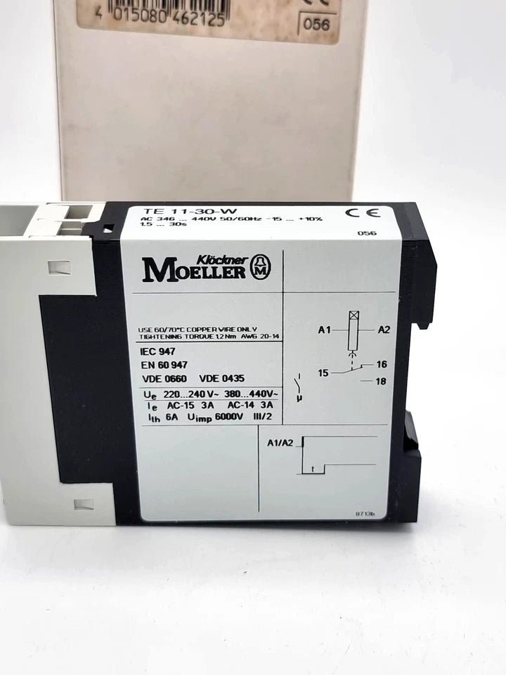 Moeller / Eaton TE11-30-W Zeitrelais ansprechverzögerung 1,5...3s 346...440V AC, new in original packaging with specifications shown
