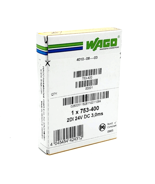 Wago 753-400 DC 24 V 3ms 2-Channel Digital Input Module packaging