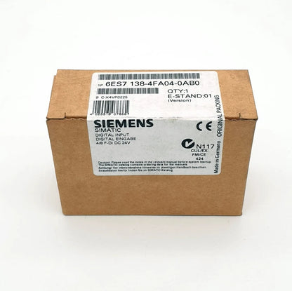 Sealed Siemens 6ES7138-4FA04-0AB0 SIMATIC DP Elektronikmodul f. ET200S in original packaging, new and unopened. Artikelnummer: 6ES7138-4FA04-0AB0.