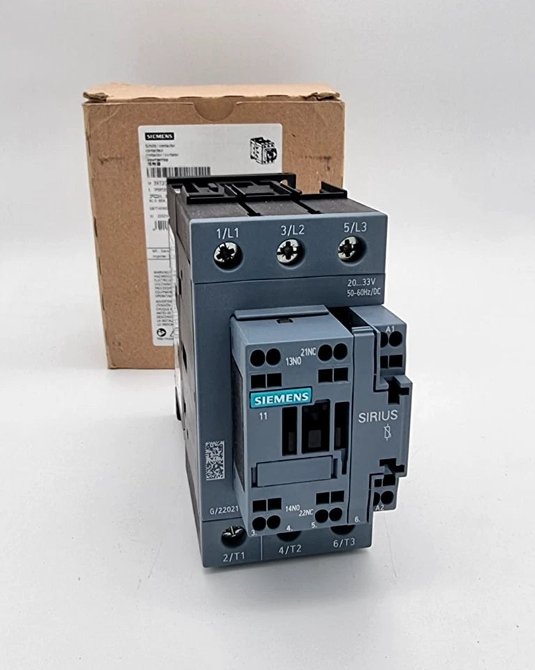 Siemens 3RT2037-3NB30 Leistungsschütz AC3e:30kW 1S+1Ö AC/DC20-33V with original packaging, SIRIUS series model.