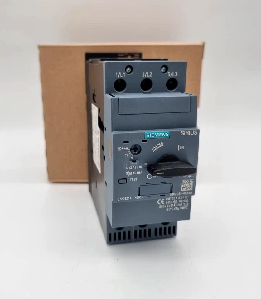 Siemens 3RV2031-4RA10 Leistungsschalter 80A, neu und originalverpackt, Baugröße S2, Motorschutzschalter, Serie SIRIUS 3RV2.