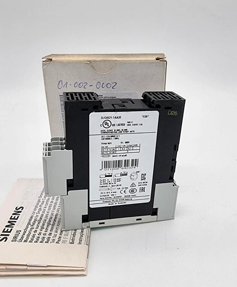 Siemens 3UG4621-1AA30 Digitales Überwachungsrelais Stromüberwachung AC/DC 24 VDC mit Verpackung und Anleitung