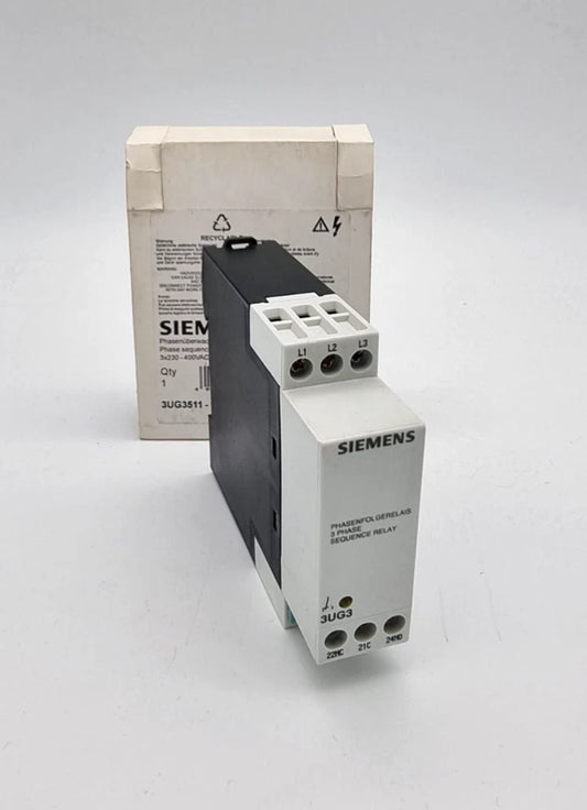 Siemens 3UG3511-1BQ50 Überwachungsrelais AC 3X200...3X460V in Verpackung, ideal für Phasen- und Netzüberwachung.