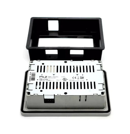 Back view of Pilz PMI v704e PMIvisu Diagnose terminal showcasing connectivity ports and mounting frame.