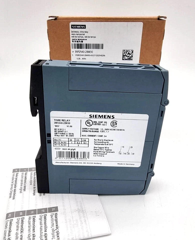 Siemens 3RP2540-2BW30 Zeitrelais elektronisch rückfallverzögert 0,05...600 s in original packaging with documentation