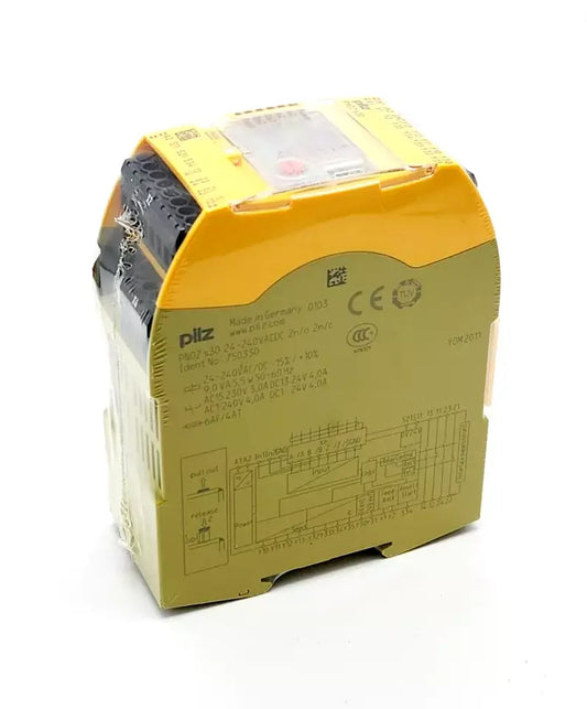 Pilz 750330 PNOZ s30 safety relay, sealed, with technical specifications visible on the front panel