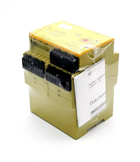 Pilz 777522 PNOZ XV3.1P safety relay device with connectors and documentation, 24 VDC, 90mm width
