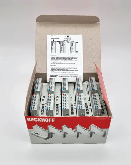 Box of Beckhoff KM2002-0001 Busklemmenmodul 16-Kanal-Digital-Ausgang 24 V DC modules, new and sealed packaging.