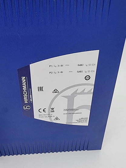 Back view of Hirschmann 942-094-999 RSP-06002T1TT-SCCZ9HSE2S | SW Rel. 07.1.00 managed industrial Ethernet switch.