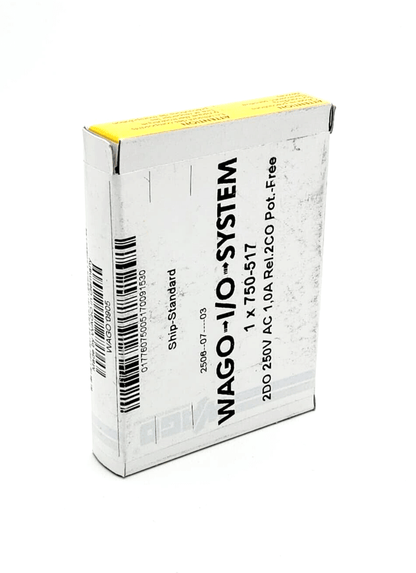 Wago 750-517 2-Kanal-Relaisausgang AC 250V 1A, IO-System packaging box, potential-free, 2 switches.