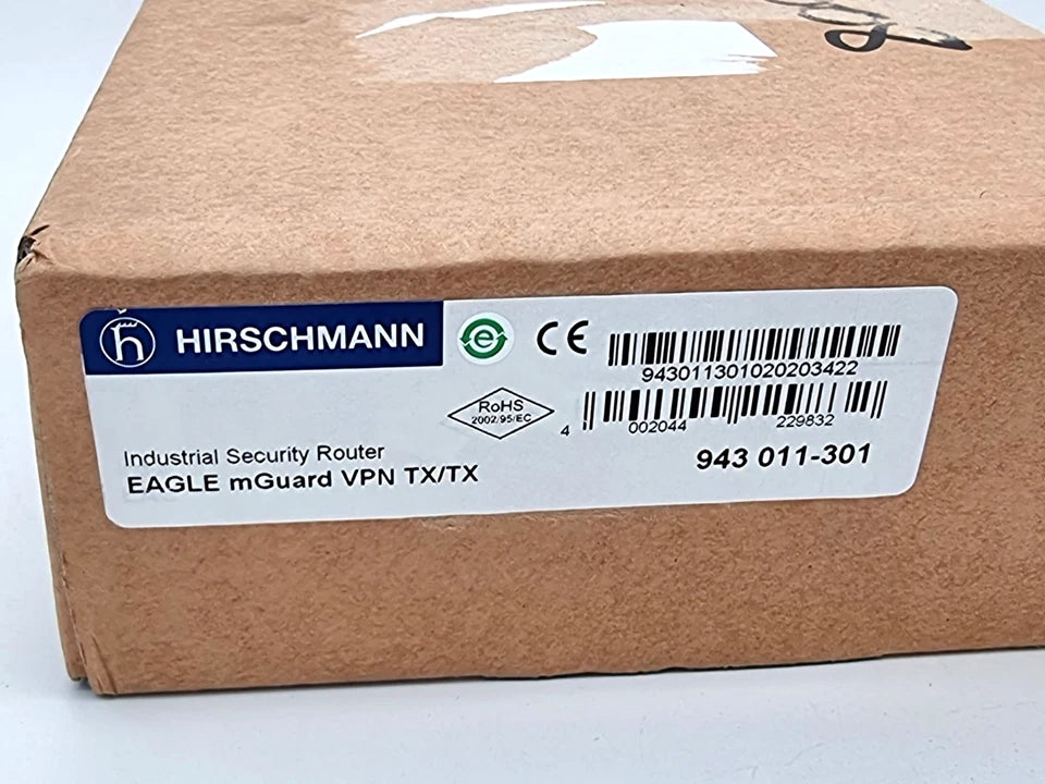 Hirschmann 943-011-301 EAGLE mGuard VPN TX/TX Industrial Security Router box with label