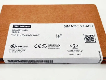 Siemens SIMATIC S7-400 Memory Card packaging with technical specifications label.