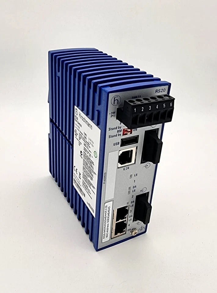 Hirschmann 937-434-013 RS20-0400S2S2SDAE Rail Switch | SW Rel. 05.0.02, managed industrial Ethernet switch, new, in packaging.