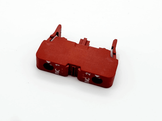 Siemens 3SB1430-0C Switch Element 1OE, compact design, red component with visible connection tabs, side view.