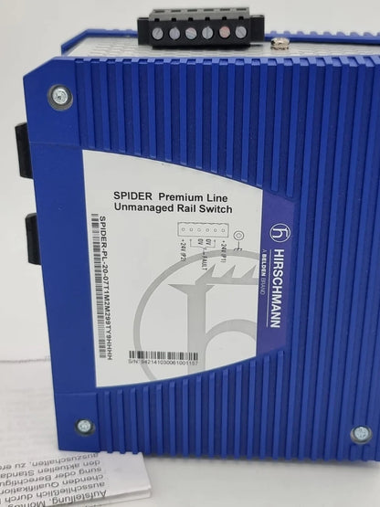 Hirschmann 942-141-030 SPIDER-PL-20-07T1M2M299TY9HHHH Industrial Ethernet Switch, premium line, unmanaged rail switch.