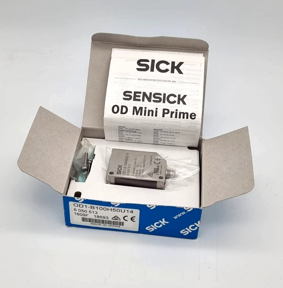 Sick 6050513 OD1-B100H50U14 Laser-Distanzsensoren OD Mini in originalverpackter Box mit Zubehör und Dokumentation.