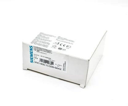 Siemens 3RK1400-1CG00-0AA2 AS-i SlimLine Modul in packaging, featuring 4DI, 4DQ configuration and IP20 protection.